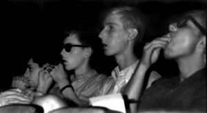 The Beatles 4 300x164 Pat Sommers, second from left and Phil Vinyard, to his right, watch Help!