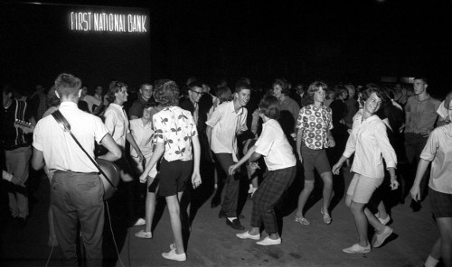 Teen dance in bank lot 8-21-64