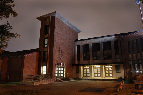 Central High School at night 10-14-2009 by Ken Steinhoff