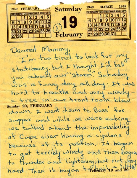 01 Kathrine Lamkin 1949 Cape tornado letter