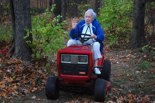 Mary Steinhoff takes Murray lawnmower for last ride 11-19-2011