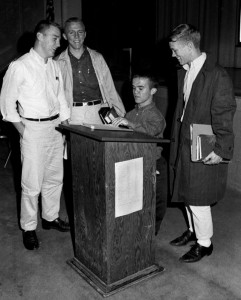 Aud 3 241x300 Jim Feldmeier, center, in Central High School auditorium