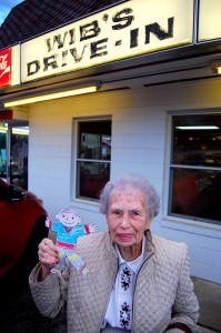 Mary Steinhoff w Flat Stanley in front of Wibs 12 03 2011 8786 199x300 Mary Steinhoff with Flat Stanley in front of Wibs 12 03 2011