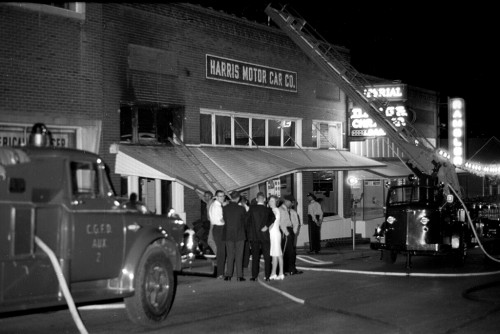 Fire at Harris Motor Car Co c 1965