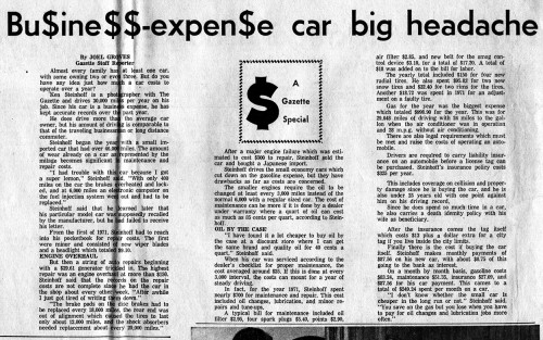 Gastonia Gazette story on KLS auto expenses 01-09-1972