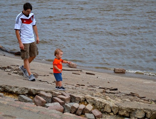 Brad Bollwert and son Carson on riverfront 09-10-2014