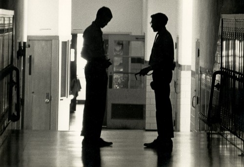 Bill Hapton silhouette of Ken Steinhoff (right) at Central High School