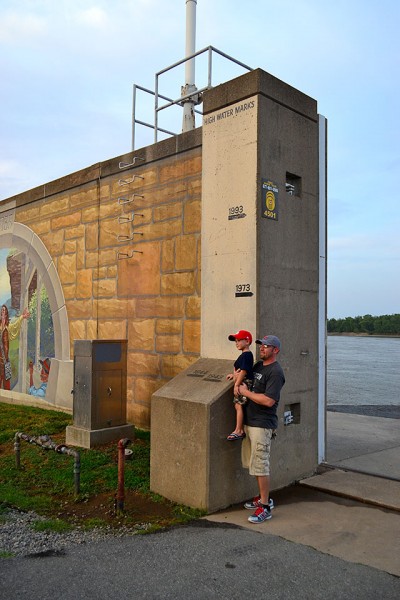High water marks on floodwall 07-03-2012