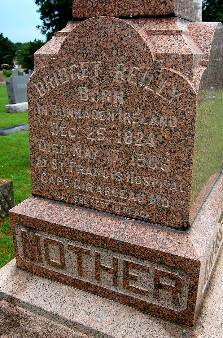 Bridget Reilly tombstone, Jackson City Cemetery