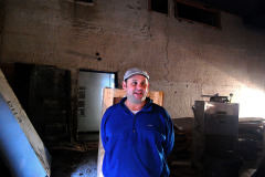 Owner JohnBuckner in Esquire Theater before renovation 10-18-2011