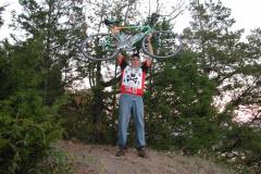 Mark Steinhoff climbs Tower Rock with bicycle 10-12-2003