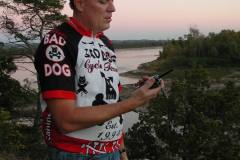 Mark Steinhoff climbs Tower Rock with bicycle 10-12-2003