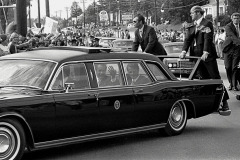 Richard Nixon, Billy Graham and protestors at Billy Graham Day 10/15/1971 in Charlotte, NC