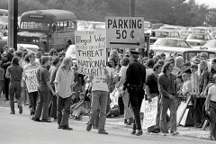 Richard Nixon, Billy Graham and protestors at Billy Graham Day 10/15/1971 in Charlotte, NC