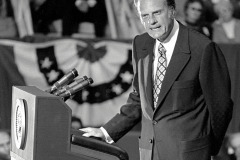 Richard Nixon, Billy Graham and protestors at Billy Graham Day 10/15/1971 in Charlotte, NC