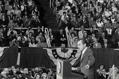 Richard Nixon, Billy Graham and protestors at Billy Graham Day 10/15/1971 in Charlotte, NC