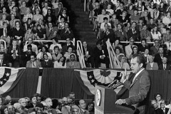 Richard Nixon, Billy Graham and protestors at Billy Graham Day 10/15/1971 in Charlotte, NC