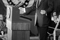 Richard Nixon, Billy Graham and protestors at Billy Graham Day 10/15/1971 in Charlotte, NC