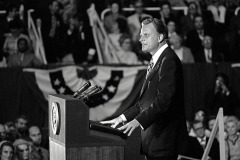 Richard Nixon, Billy Graham and protestors at Billy Graham Day 10/15/1971 in Charlotte, NC