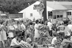 Richard Nixon, Billy Graham and protestors at Billy Graham Day 10/15/1971 in Charlotte, NC