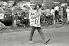 Richard Nixon, Billy Graham and protestors at Billy Graham Day 10/15/1971 in Charlotte, NC