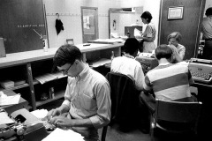 Ohio University Post editor Andy Alexander, Clarence Page, Mark Roth, Carol Towarnicky, Cathy Martindale 09-26-1968