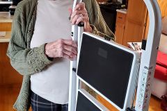 LaFern Stiver with step ladder birthday present 03-17-2021
