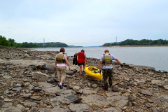 River levels were low enough for Geocachers to make it to Tower Rock by Kayak 08-04-2012