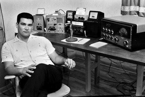 Cape Girardeau Central High School teacher Ernie Chiles with his ham radio equipment Oct. 1963