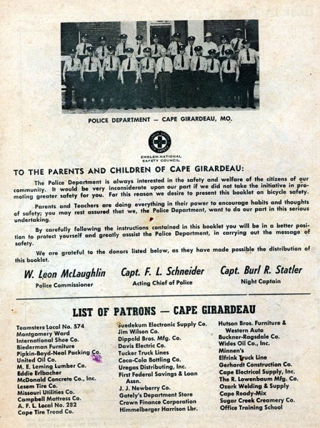 The Police Safety Review distributed by the Cape Girardeau Police Department in the 1950s