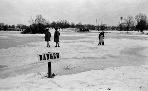 Cape Girardeau's Capaha Park Lagoon frozen over January 1968