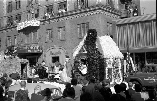 1966 SEMO Homecoming Parade in front of Marquette Hotel