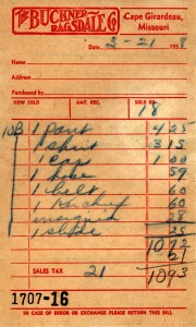 Scout Uniform receipt from Buckner-Ragsdale in Cape Girardeau, Mo.
