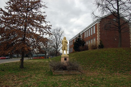 Franklin School Ben Franklin carved by A. W. Birk 03-16-2010