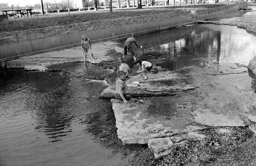 Children play in Hubble Creek in Jackson's City Park