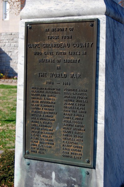 Cape County Courthouse World War I memorial Jackson MO 03-17-2010