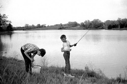 Boys fishing maybe on Cedar Lake