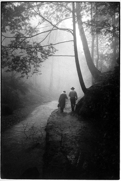 Grandma Gatewood walking through the Hocking Hills in Ohio