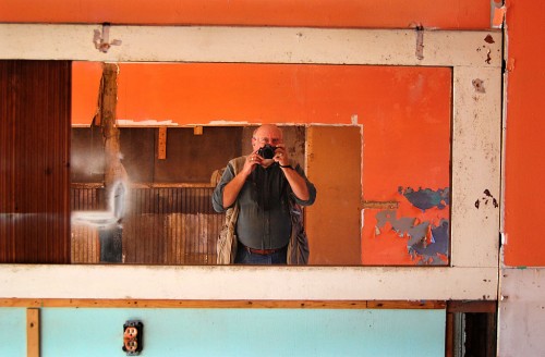 Ken Steinhoff  self portrait in old Stylerite Barber Shop 312 S Sprigg 10-24-2011