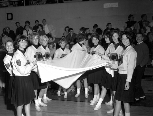 Central High School Cheerleaders collect money for March of Dimes 1963