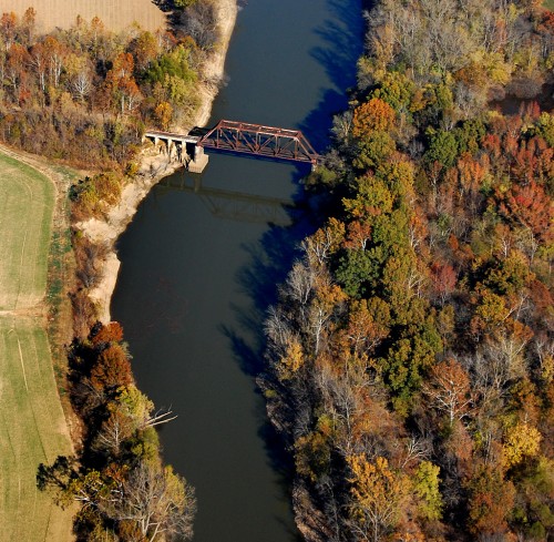 Aerial Allenville railroad over Diversion Channel 11-06-2010_8925