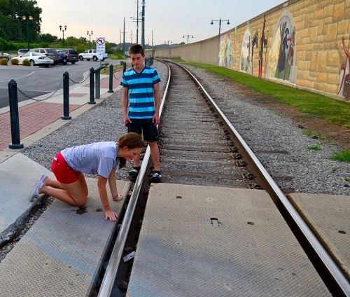Emily Sheets - Billy Leighton look for coins on tracks 07-03-2012_3331
