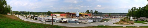 Panorama of Isle Casino Cape Girardeau construction and Main Street