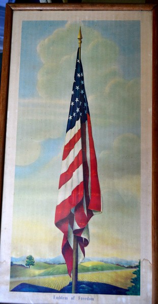 Flag lithograph that hung in Roy E. Welch's liquor store in Advance MO