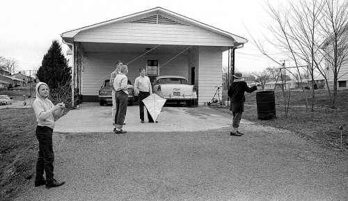 Kids flying kites c 1965