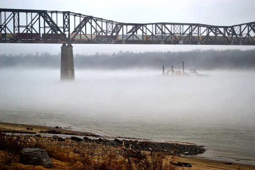 Fog on the Mississippi River in Thebes