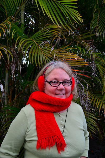 FL native Jan Norris tries to figure out how to wear cold weather clothing.