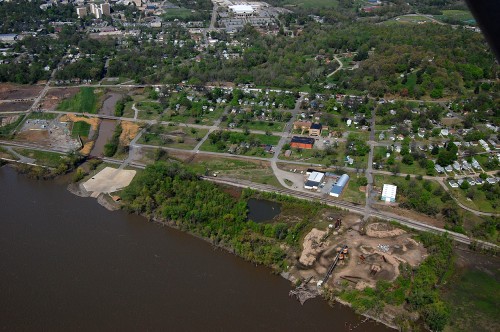 Aerial photo of Cape Girardeau Sand Co and Red Star District 04-17-2011