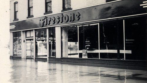 Photos of Main Street during 1943 Flood from LV Steinhoff's scrapbook