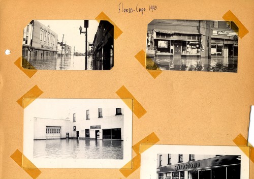 Photos of Main Street during 1943 Flood from LV Steinhoff's scrapbook